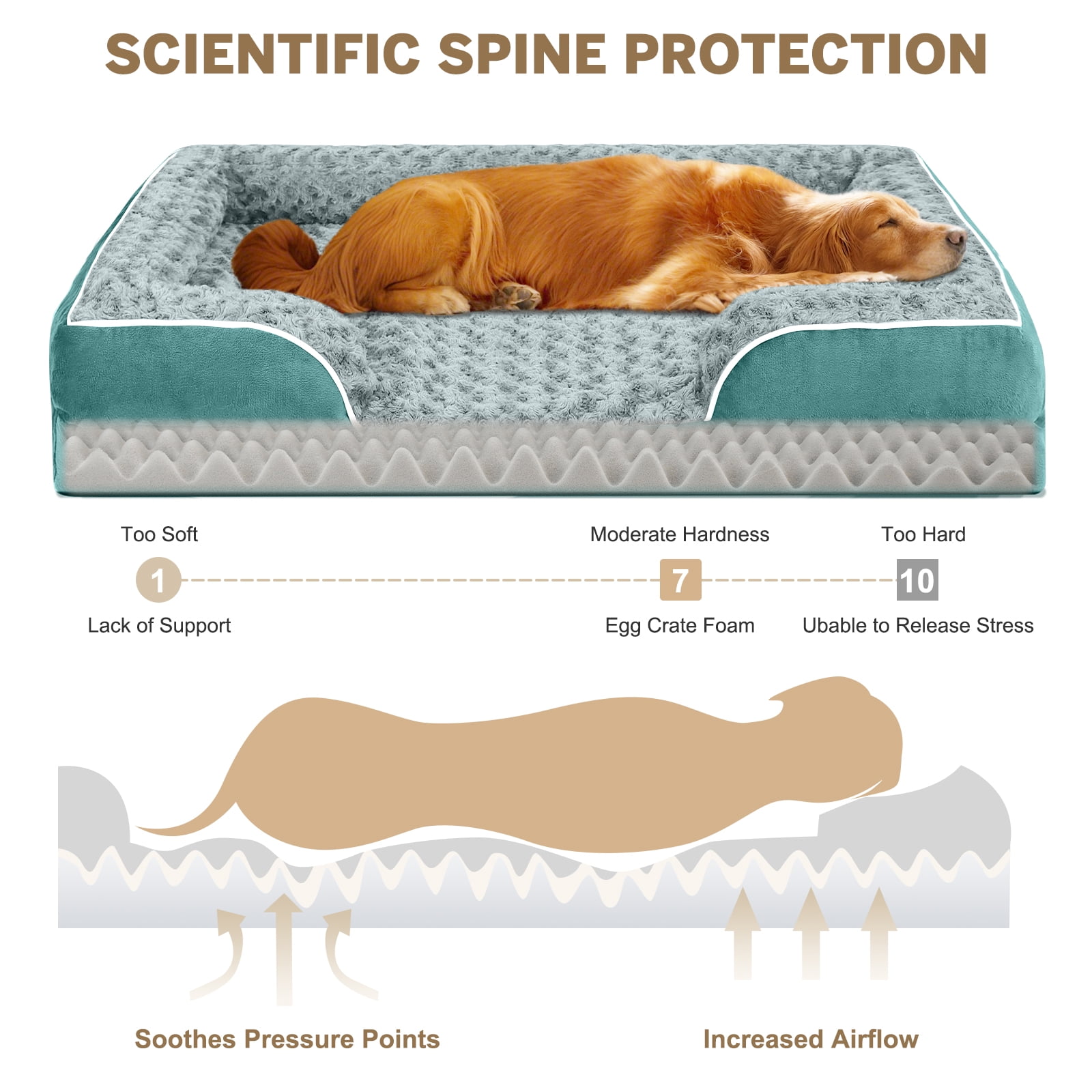 PayUSD Dog Bed for Large Medium Small Dogs Orthopedic Waterproof Dog Sofa Bed Non Slip Pet Couch with Removable Washable Cover Supportive Foam M to XXL