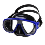 IST CORONA Twin-Lens Scuba Diving and Snorkeling Mask with Rx Lens Option , Black Silicone/Blue