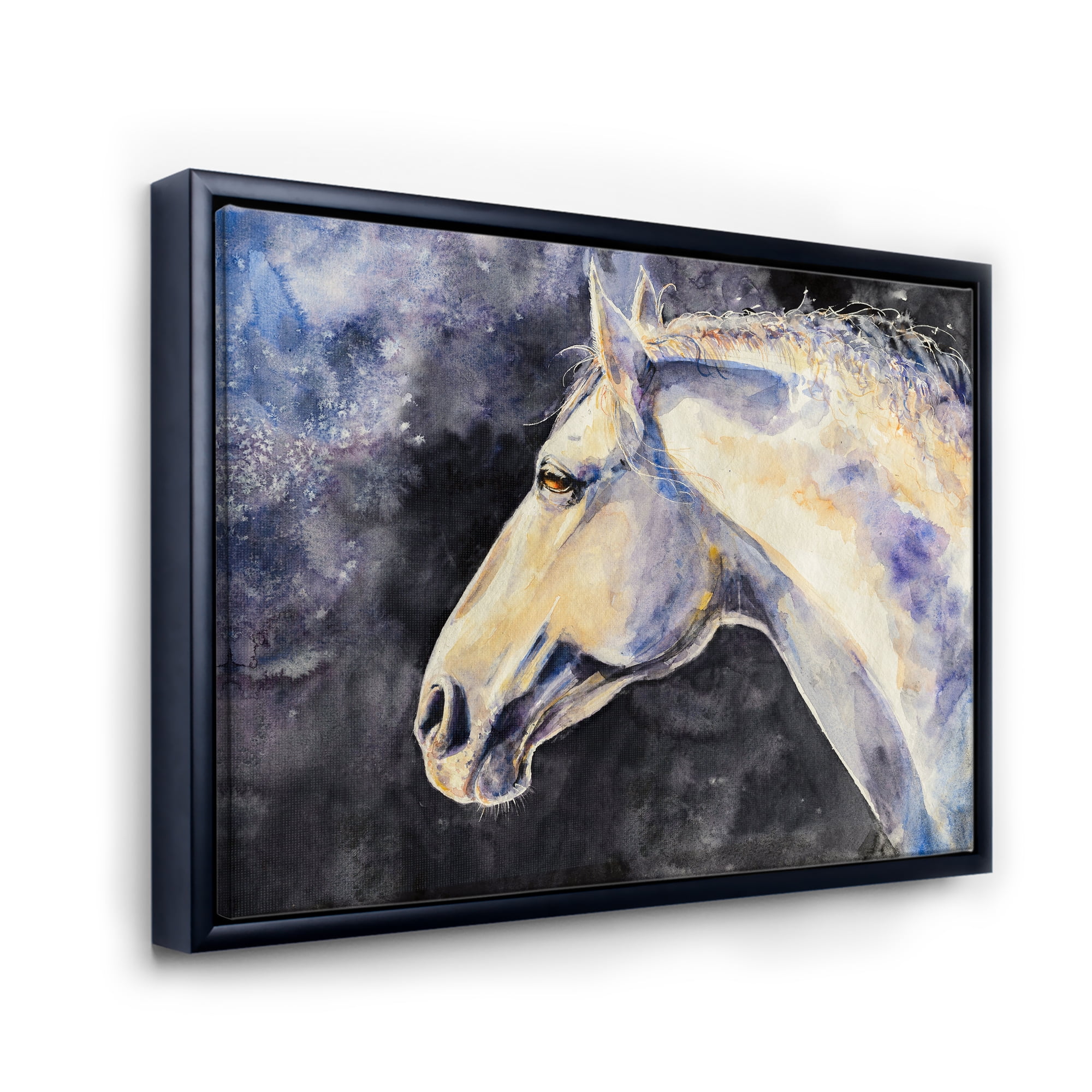 Designart 'Close Up Of The Head of A Lipizzan Horse' Farmhouse Framed Canvas Wall Art Print