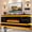 Marble Black+Fireplace, variant on ChVans Fireplace TV Stand for 85" TV, 71" LED TV Stand with 40" Electric Fireplace & Power Outlet, High Gloss Surface, 2 Storage Cabinet, Modern Style, White