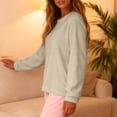 thumbnail image 6 of Pajamas for Women Set Fleece Pajamas Tops Long Sleeve Thermal Pullover Winter Warm Crewneck Shirts Soft Fuzzy Loungewear, 6 of 6