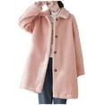 thumbnail image 2 of Womens Winter Trench Coat Plush Coat for Women Open Button up Fluffy Fleece Overcoat Pocket Long Sleeve Lapel Casual Solid Fuzzy Furry Long Outerwear 2023 Trench Coat, 2 of 7