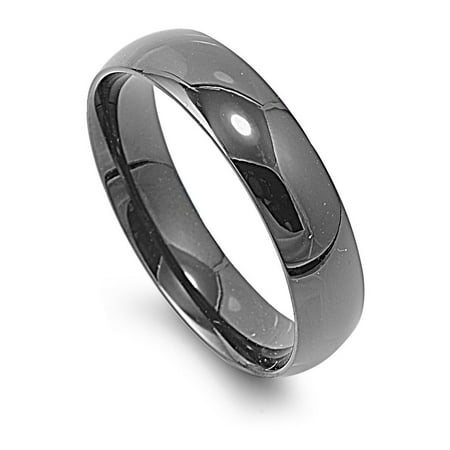 Hematite Ring - Simulated Hematite Colored Band Ring Stainless Steel