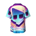 thumbnail image 6 of Lsque Geometry Dash print Men's Cuban Collar Short Sleeve Shirt Summer Beachwear Casual Button Down Fashionable Vacation Leisure Shirt-XX-Large, 6 of 7