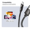 thumbnail image 5 of Powertek Luxe 6ft USB-A to Lightning Cable, Gray, Fast Charge & Sync, Metallic Mesh PVC Jacket, Durable Tangle-Free Design, 5 of 8
