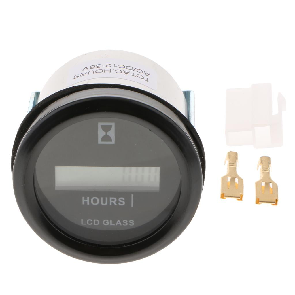 Driving LCD Display Digital Mechanical Hour Meter Gauge for Engineering Vehicle Cranes Generators Pumps AC/DC 12-36V Quartz Hour Meter Round Agricultural Machinery Air Compressors 