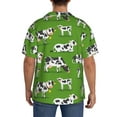thumbnail image 5 of Haiem Cows With Calfs Green Men's Casual Shirts Short Sleeve Button Down Shirts Fashion Textured Summer Beach Shirt-X-Large, 5 of 7