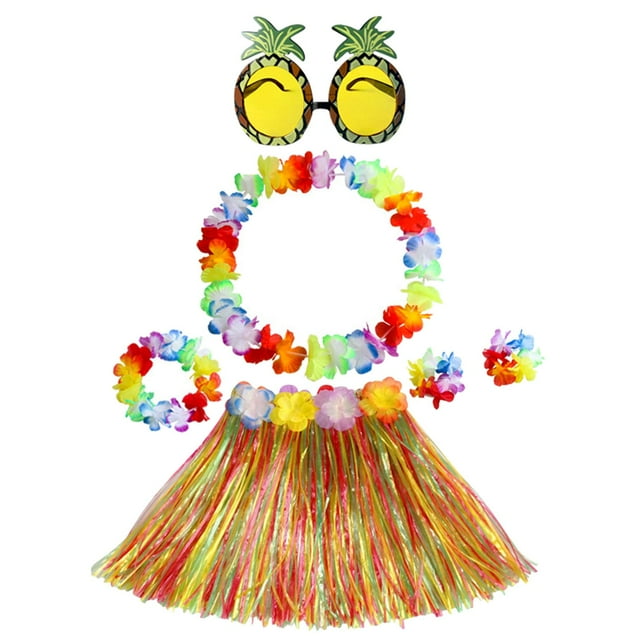 Falda De Hierba Hawaiana Con Corona De Flores Para Favores De Fiesta Hawaiano Colorido SM SunniMix Falda de hierba hawaiana