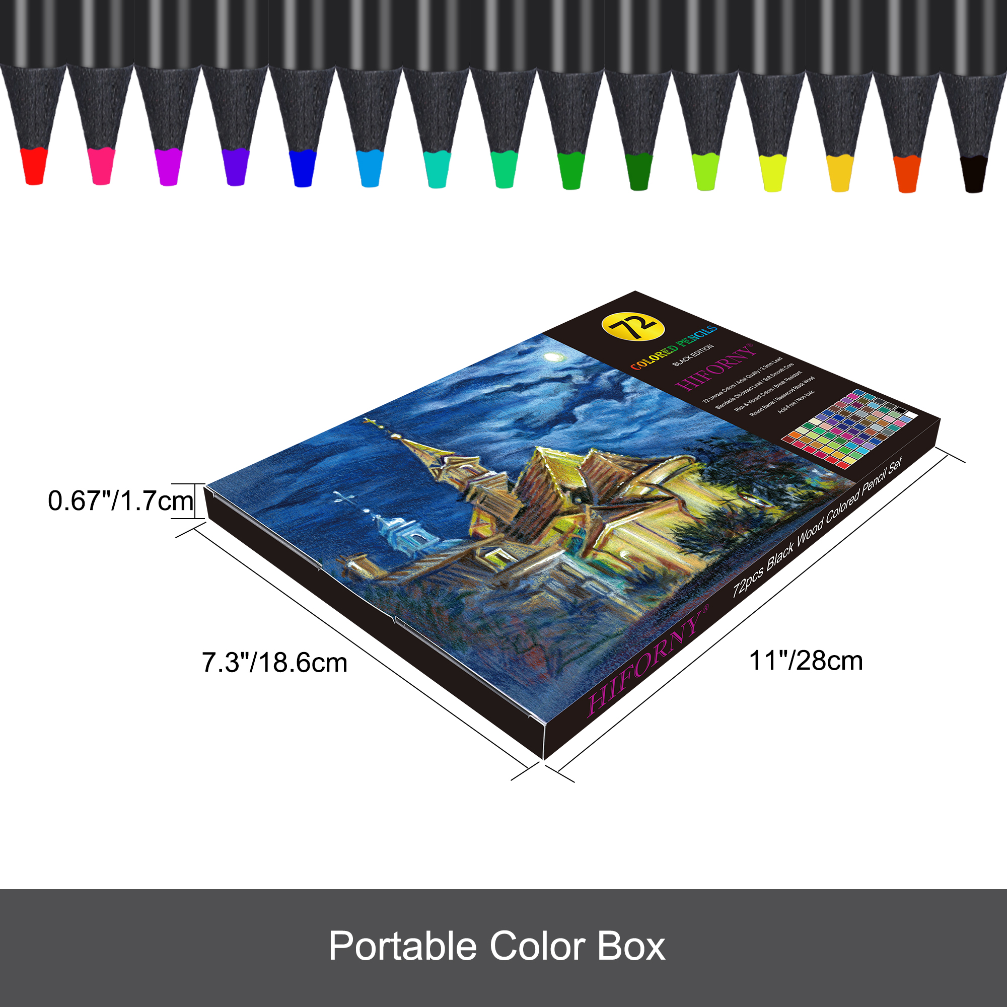 HIFORNY 72-Count Black Edition Colored Pencils photo 8