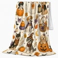 thumbnail image 2 of Whimsical Halloween Costumed Dogs Pumpkins Pattern, Playful Pet Portrait Pattern, Warm Flannel Blanket for Living Room and Bedroom, Dog Lovers Halloween Gift, Pet Lover Home Decor, 2 of 9