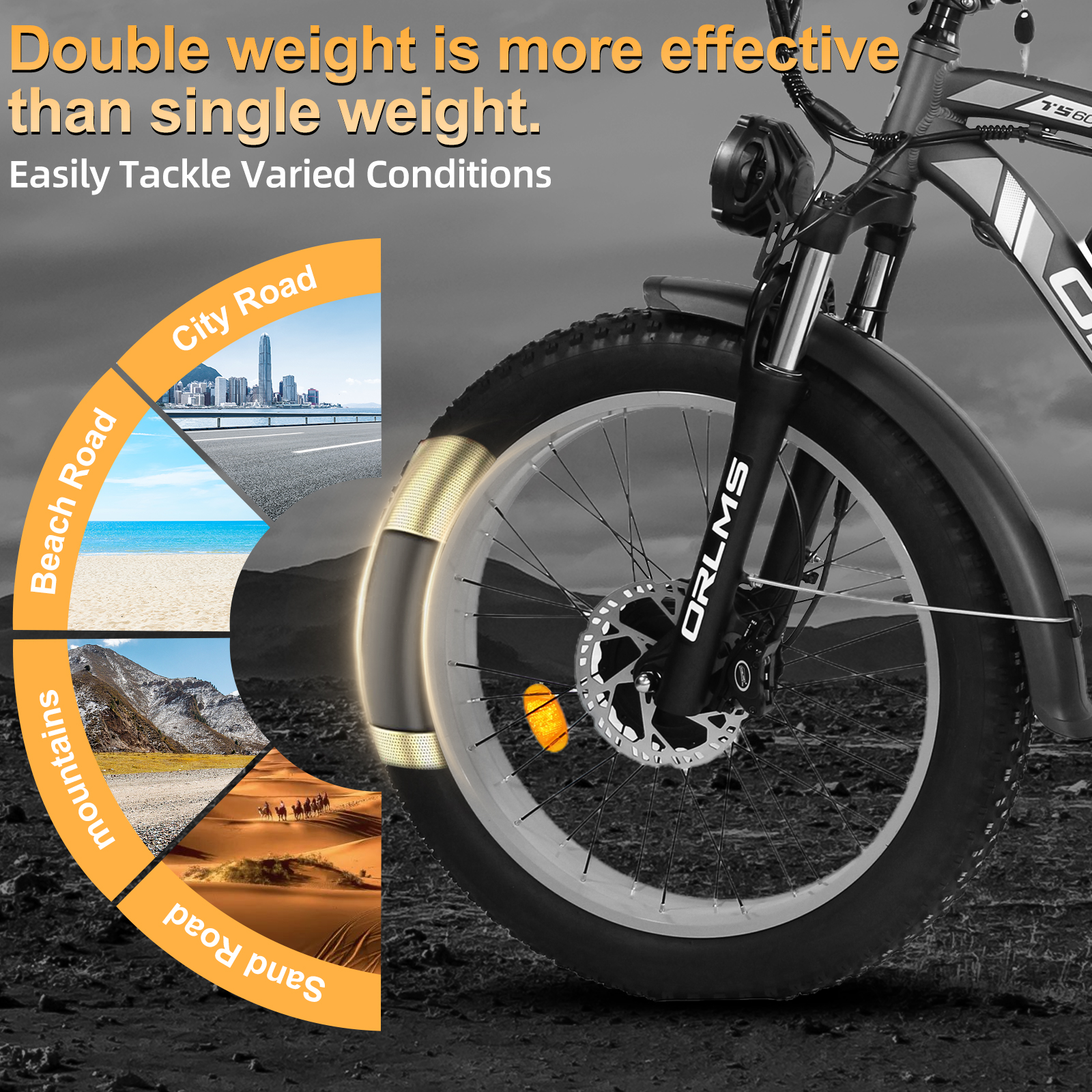 5000W Peak Dual Motor E-Bike, 60V 25AH Battery Electric Bike for Adults, 45MPH Mountain AWD 21-Speed Snow E-Bike with 26" x 4.0 Fat Tire, Long Range Mountain Dirt Off-Road