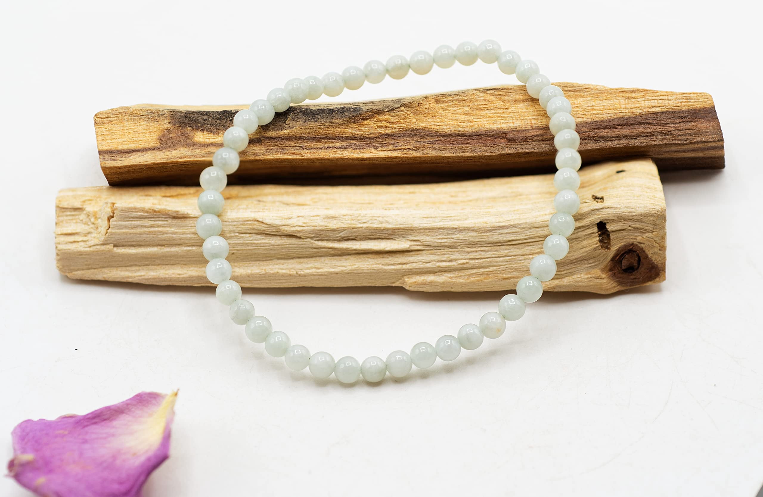 LTC Designs 4mm Round Jade Stretch Bracelet, 8" for Unisex Adults