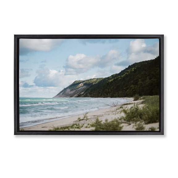 Stupell Industries Tropical Sleeping Bear Cliff Black Floating Frame Canvas Art, 25 x 17, by Amy Carroll
