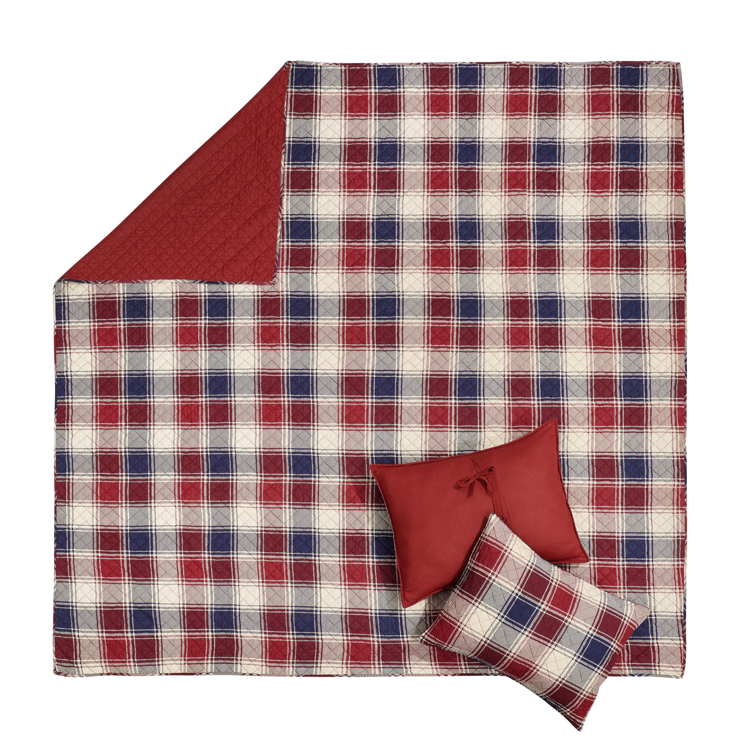 Greenland Home Nicholas Plaid Cotton Reversible Quilt Set, 3-Piece King, for Adults