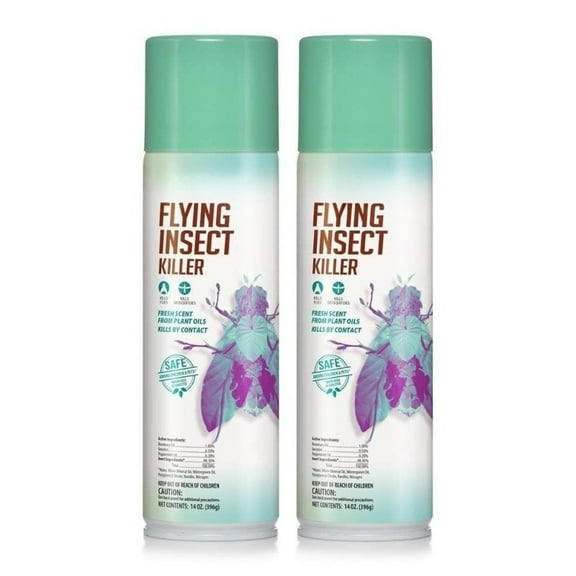 2-Pack 14 oz. Natural Flying Insect Killer with Plant-Based Rosemary and Peppermint Oil, Aerosol Spray Can.