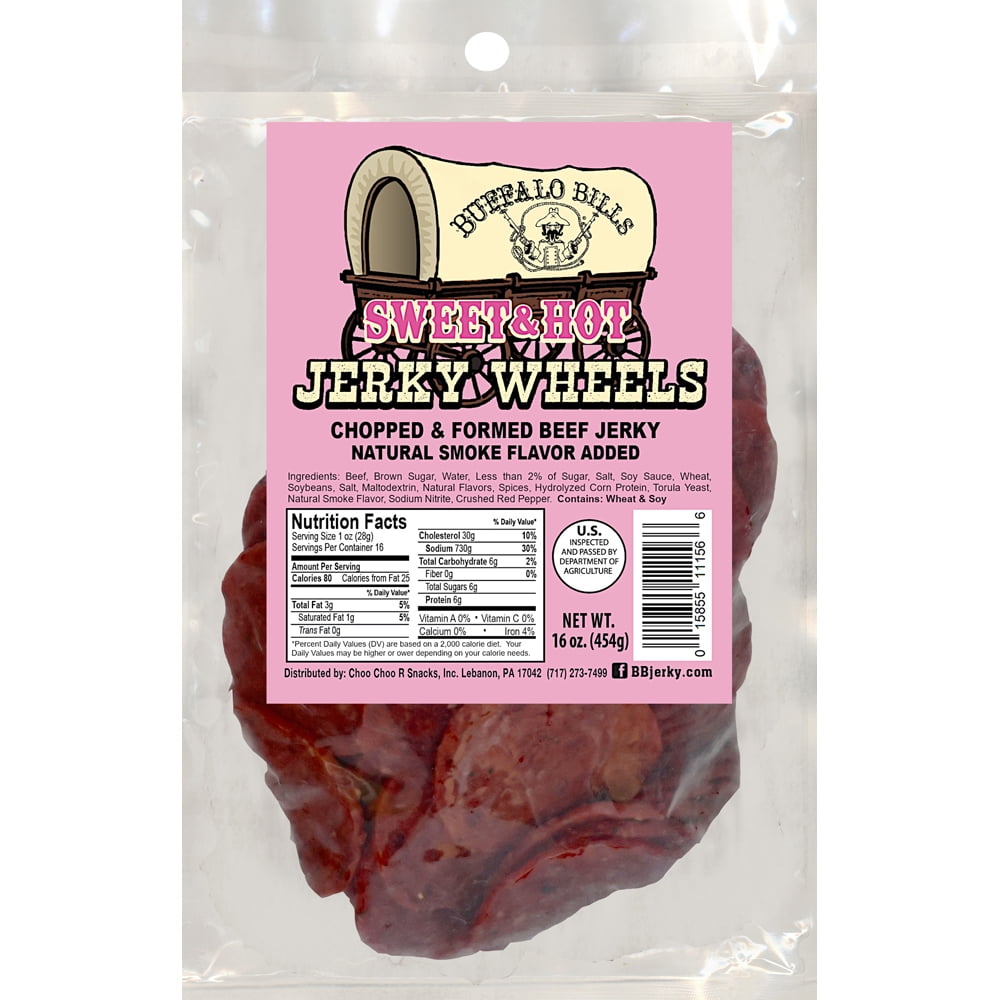 Buffalo Bills Sweet & Spicy Beef Jerky Wheels (Circles) - Two 16oz Packs