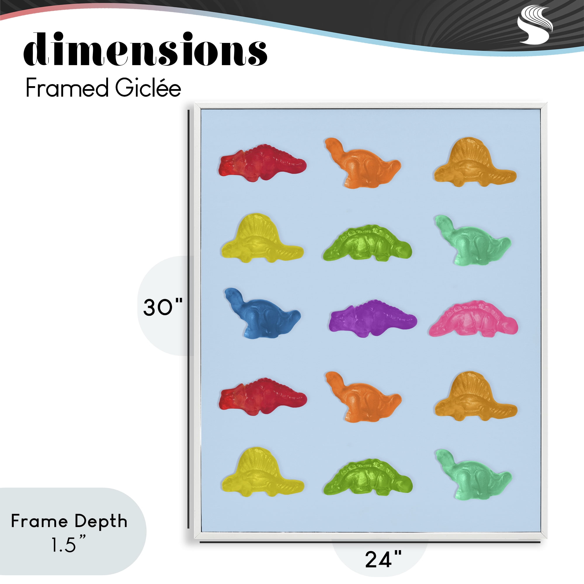 Stupell Industries Colorful Dinosaur Candies White Framed Giclee Art, design by LISH Creative
