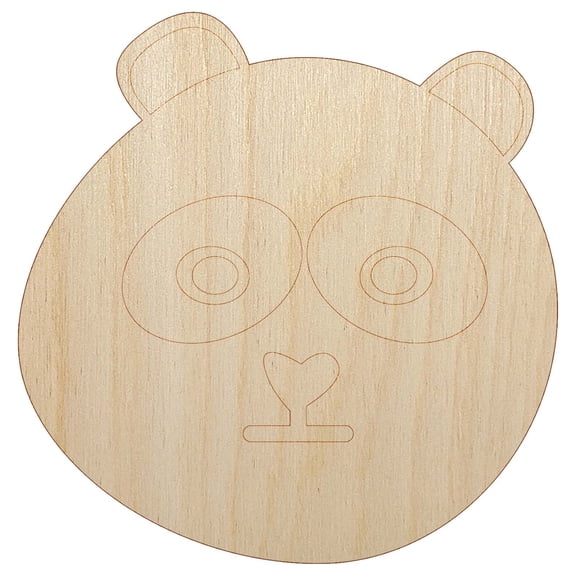 Sad Panda Face Wood Shape Unfinished Piece Cutout Craft DIY Projects - 4.70 Inch Size - 1/8 Inch Thick