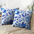 thumbnail image 3 of LALILO Throw Pillow Covers Watercolor Floral Botanical Blue Floral Cushion Cover 18" x 18", 2 Pack, 3 of 6