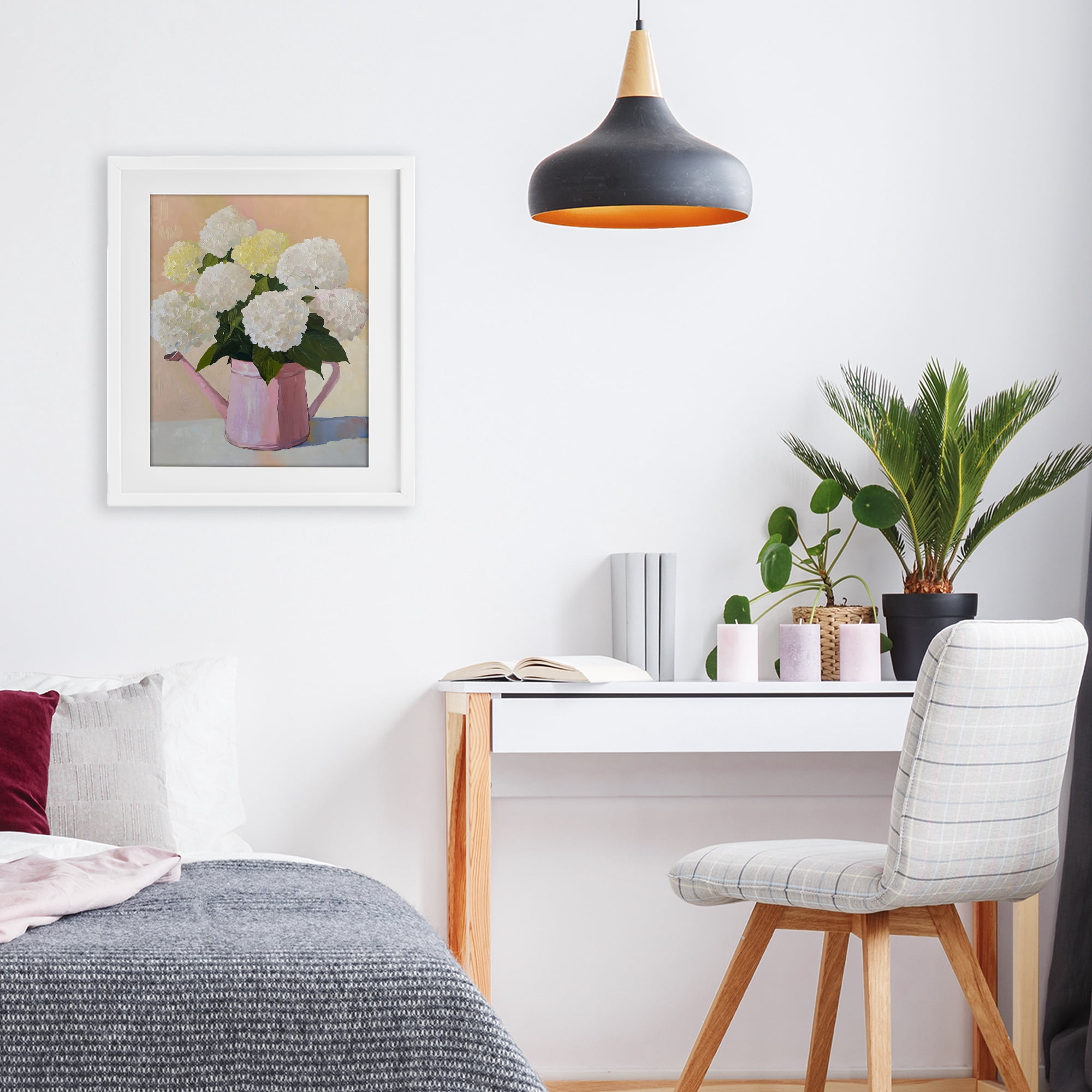 Stupell Industries Hydrangeas in Watering Can White Framed Print Under Glass, design by The Prints Vibe
