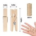 thumbnail image 2 of JijAcraft 100 pinzas para ropa con cordones de 1,4 pulgadas, resistentes, de madera, con cordel de yute de 328 pies, mini clips para colgar fotos, ropa, manualidades, artes al aire libre e interior, 2 of 8