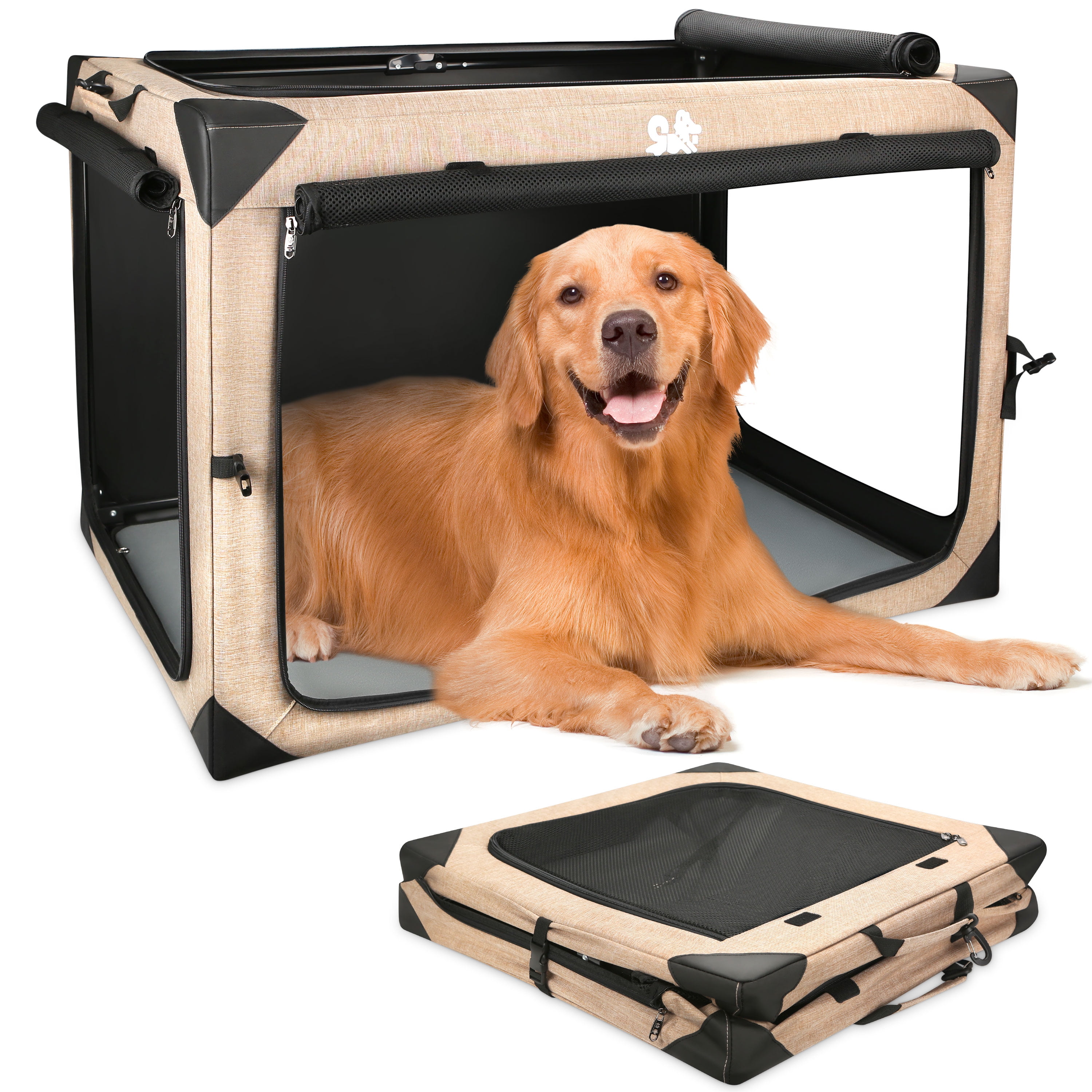 Thumbnail for Soft Sided Puppy Crate For Large Breeds