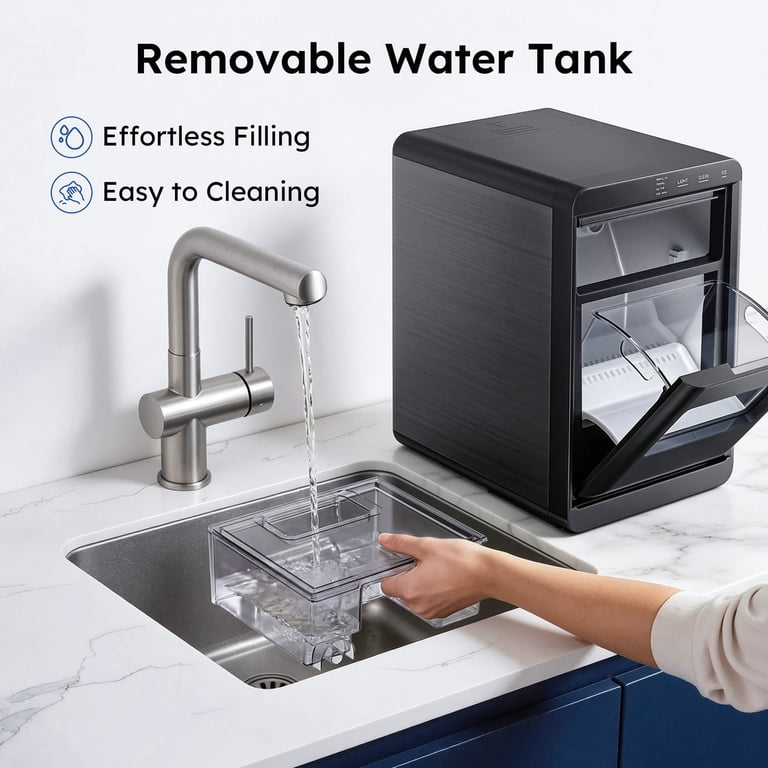 SIMZLIFE Nugget Ice Maker, 44lbs/24H, Self-Cleaning, Portable