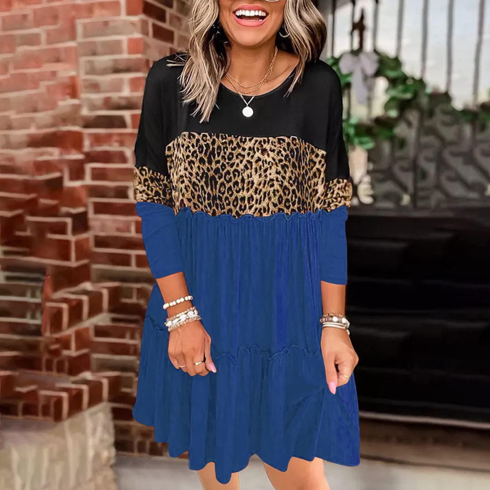 Wear Leopard Print Work Dress Red Leopard Print Shirred Sleeve