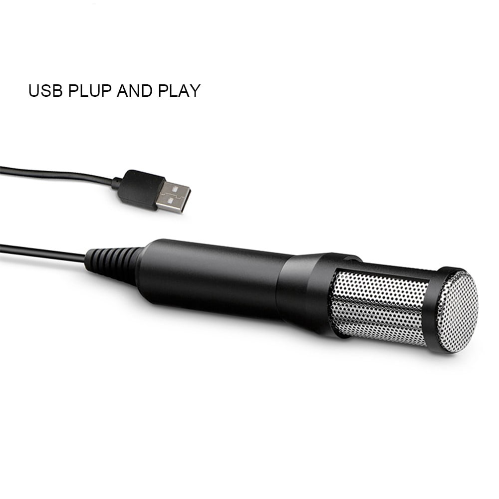 Kepooman Portable Plug & Play Computer Microphone with Adjustable Tripod Stand & Wind Screen Shield, Black