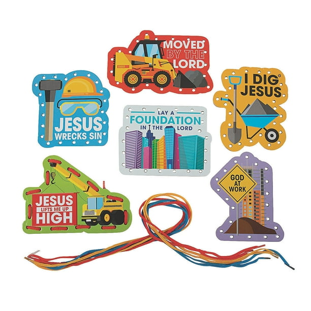 Construction Vbs Lacing Cards Educational 24 Pieces