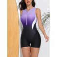 thumbnail image 3 of Charmo Sleeveless One Piece Swimwear for Womens Zipper Boyleg Bath Suit, 3 of 5