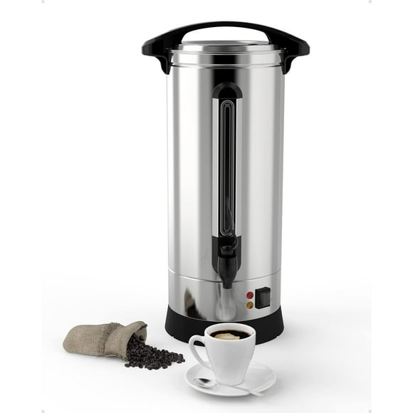 Coffee Urn 110 Cup, Dual Layers Stainless Steel Commercial Coffee Maker 16L/4.2 Gal Large Coffee Dispenser, Fast Brewing Electric Hot Water Dispenser With Keep-Warm Mode For Events Catering