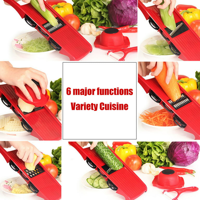 Vegetable Cutter with 6 Blades Multifunctional Mandoline Onion Chopper Time  Saving Vegetable Fruits Dicer Kitchen Food Slicer Mincer with Container for  Salad Potato 