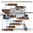 thumbnail image 5 of KingChii 456 SQ.IN Pellet Grill Smoker with Side Shelf, 8 IN 1 BBQ Grill with PID Temperature Control for Outdoor Cooking, BBQ Camping and Patio, Brown, 5 of 8