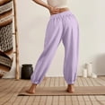 thumbnail image 5 of Women's Athletic Sweatpants Wide Leg Cuffed Hem Drawstring Waist Side Pockets Soft Gym Workout Joggers, 2XL, 5 of 5