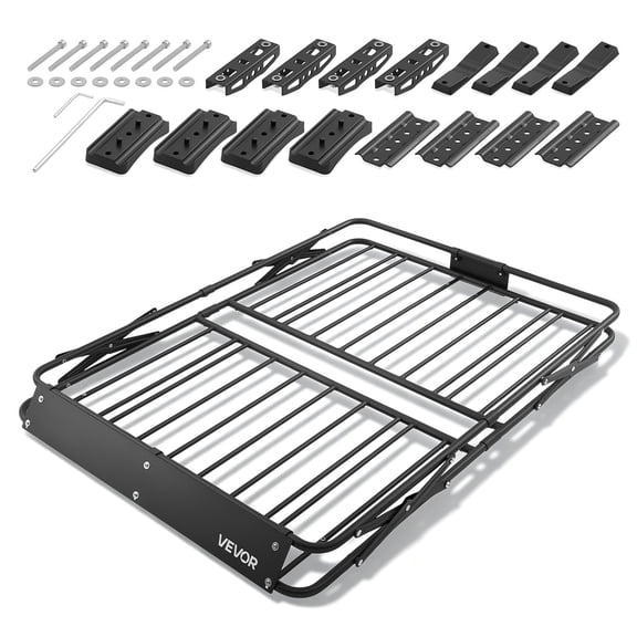 VEVOR Roof Rack Cargo Basket, 46 x 36 x 4 in, Heavy Duty Roof Top Carrier Basket with Folding Design, 200 lbs Capacity