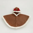 thumbnail image 2 of Toddler Girls Festive Hooded Cape Poncho Coat Winter Snowsuit Carseat Jacket Outerwear Outfit(Brown,12-18 Months), 2 of 3