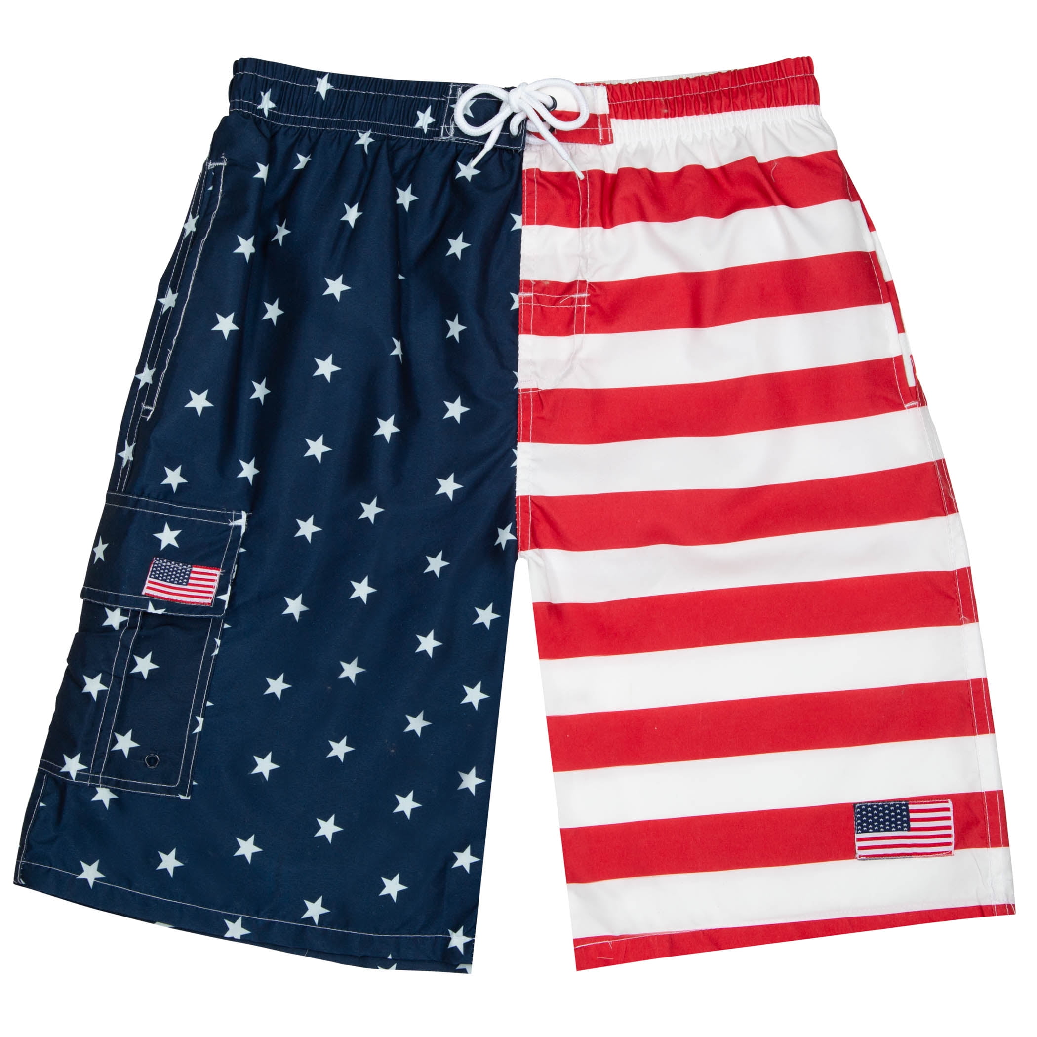 North 15 Men's USA American Flag Quick Dry Swim Trunk Boardshorts with