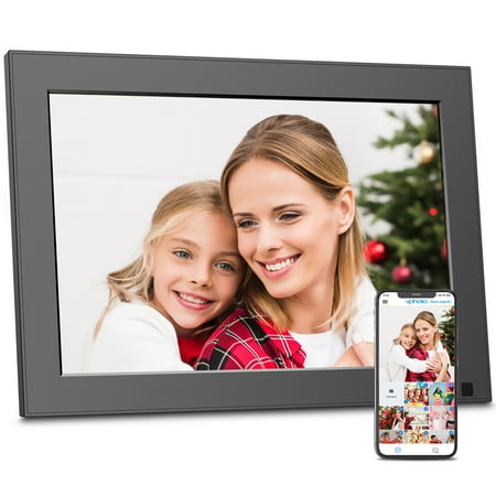 FULLJA WiFi Digital Picture Frame IPS Touch Screen Smart Cloud Photo Frame with 16GB Storage Easy Setup to Share Photos or Videos via Free Frameo APP Auto-Rotate Wall Mountable 10.1 inch