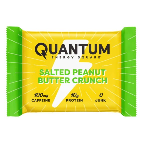 Quantum Energy Square: Energy Bar with Caffeine & 10g Protein. Delicious Healthy Snack On The Go. (Vegan, Gluten-free, Soy-free, Dairy-free). Flavor: Salted Peanut Butter Crunch 8Pk