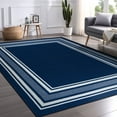 thumbnail image 2 of Beverly Rug Indoor Bordered Area Rugs, Non Slip Rubber Backing Modern Living Room Area Rug, Navy, 3x3, 2 of 11