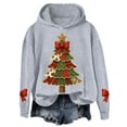 thumbnail image 4 of Womens Hooded Sweatshirts Xmas Tree Printed Loose Festive Christmas Hoodies Long Sleeve Graphic Pullover Tops (L, Gray), 4 of 4