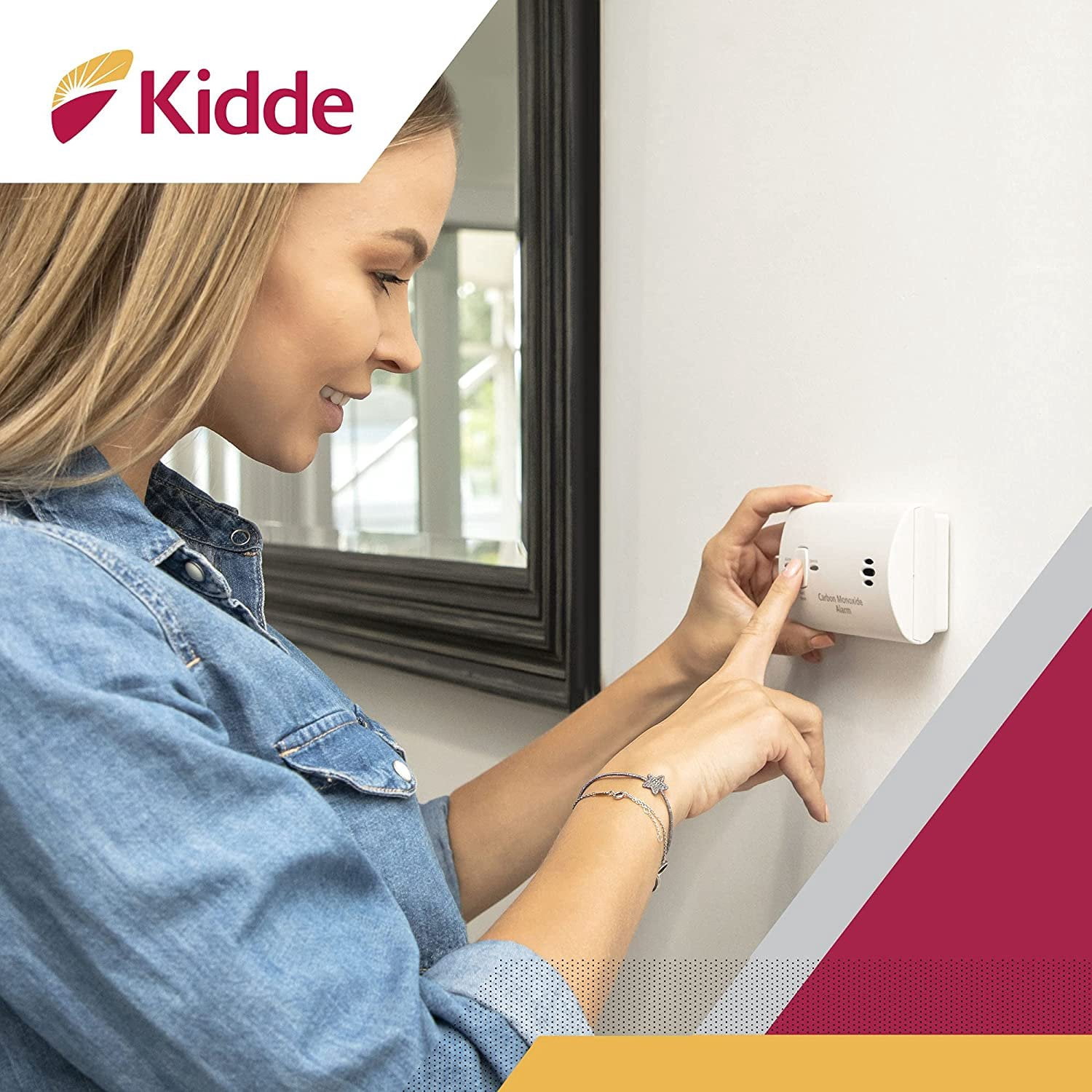 Kidde Carbon Monoxide Detector, Battery Powered with LED Lights, 9CO5LP2, KIDDE