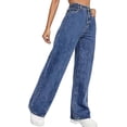 thumbnail image 3 of QERINTE Womens Plus Size Wide Leg Jeans Women Stretch Straight Leg Jean High Waist Baggy Casual Boyfriend Jeans, 3 of 5