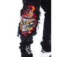 thumbnail image 5 of GFTD LA Los Angeles Men's Ezra Skinny Fit Embroidered Skull Distress Rip Jeans (30, Black), 5 of 7