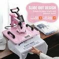 thumbnail image 4 of KFFKFF Heat Press, 12x15 inch, 5-in-1 Transfer Tool with 30 oz Cup Press, Swivels 360° for T-Shirt/Mug/Hat/Plate Crafting, Digital Control, Pink, 4 of 9