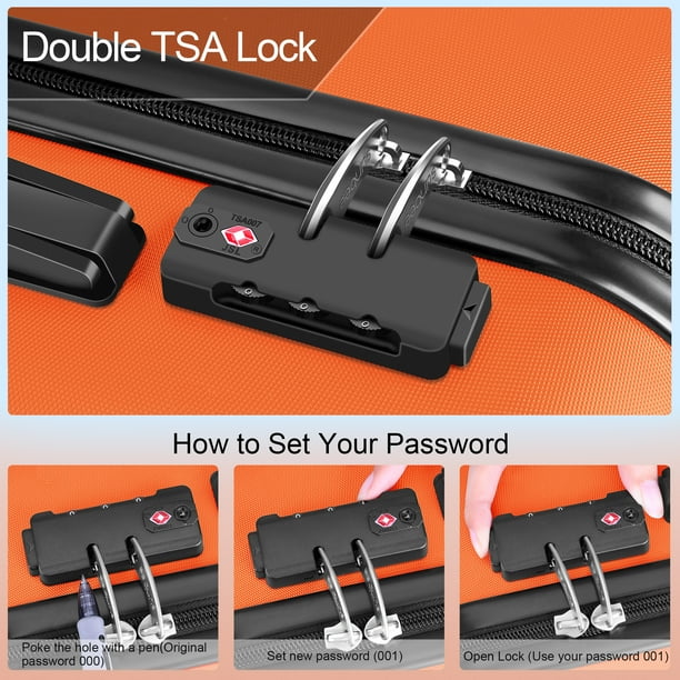 Sunbee Hardshell 3 Piece Luggage Sets, ABS Suitcase with TSA Lock