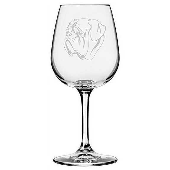 Dogue de Bordeaux (French Mastiff) Dog Themed Etched 12.75oz Libbey Wine Glass