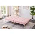 thumbnail image 3 of 71" Pink Teddy Fabric Convertible Futon Sofa Bed with Gold Metal Legs 3-Position Reclining for Living Room Guest Room, 3 of 15
