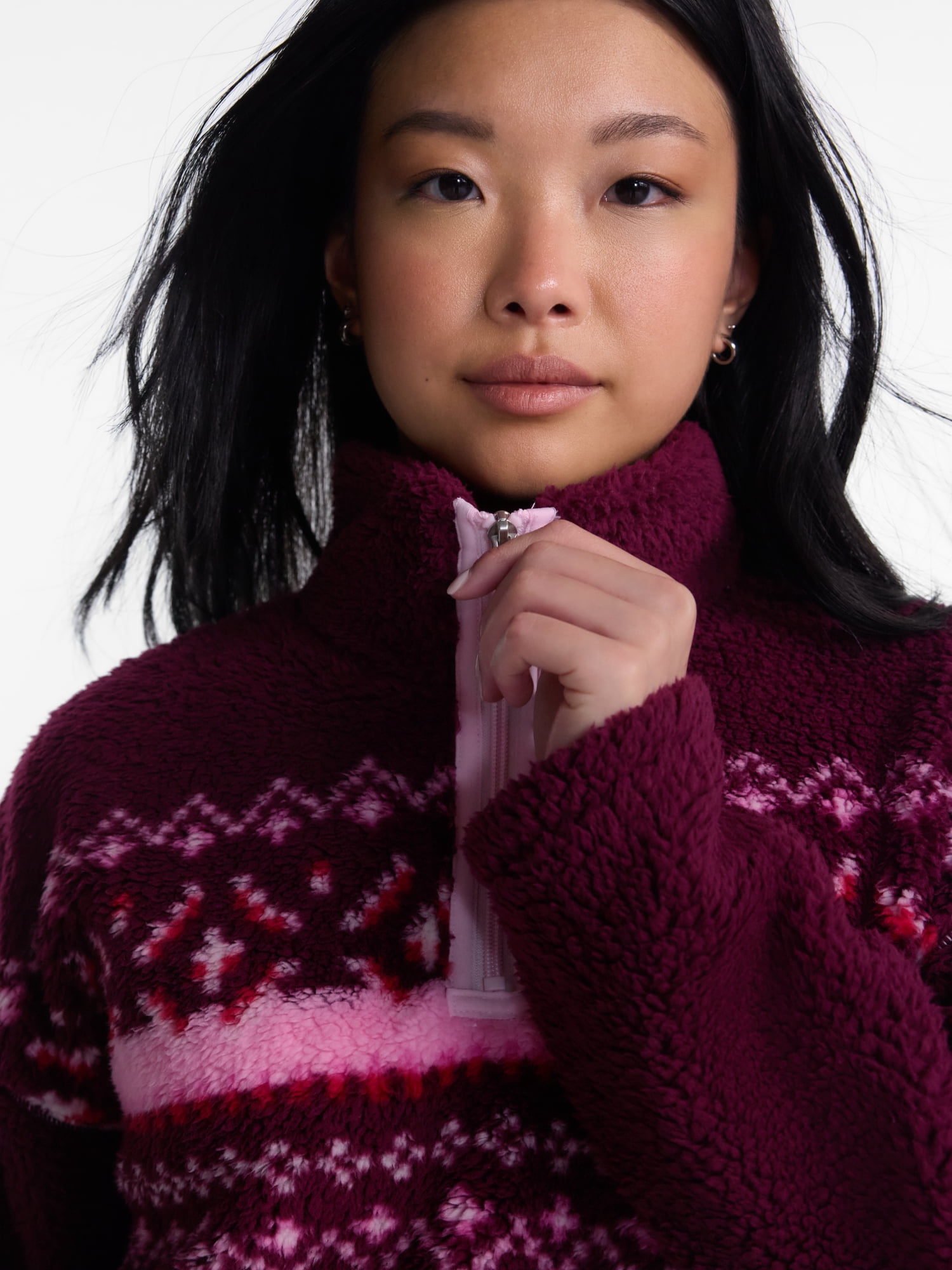 No Boundaries Faux Shearling Plush Pullover, Women's & Women’s Plus XXS-4X
